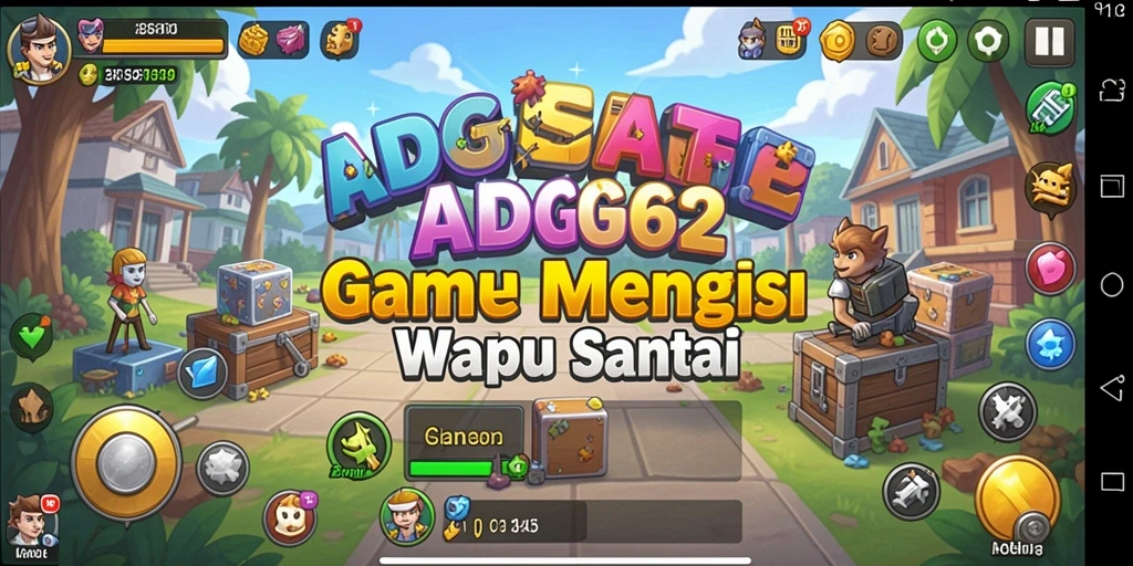 Tangkapan layar utama ADG62 menunjukkan karakter yang sedang mengumpulkan sumber daya.