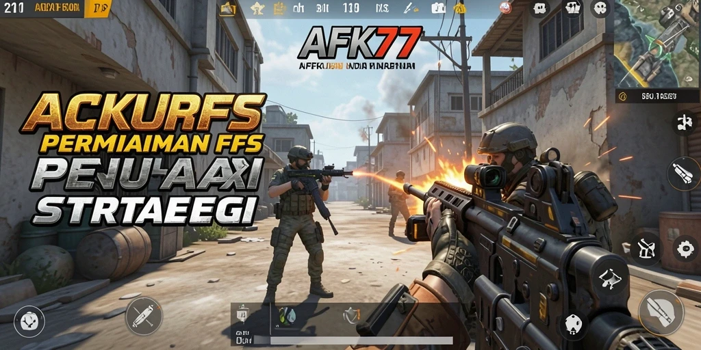 Screenshot utama AFK77 menampilkan aksi pertempuran FPS yang intens.