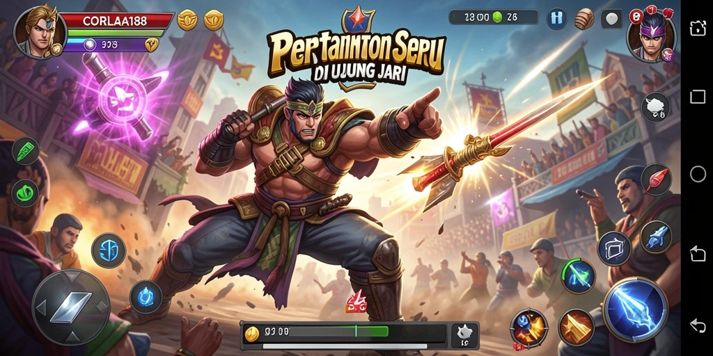 Screenshot CORLA188 menampilkan aksi pertarungan yang mendebarkan dan karakter-karakter unggulan.