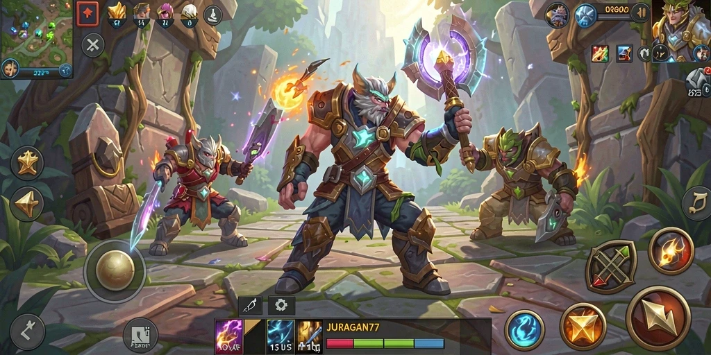 Tampilan gameplay JURAGAN77 dengan pertarungan seru dalam dunia ARPG.