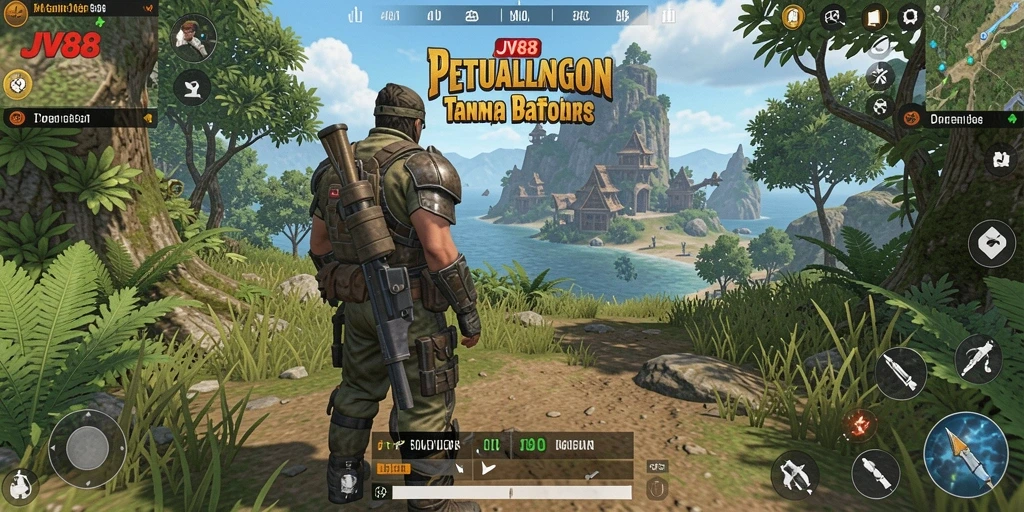 Screenshot gameplay JV88 menampilkan dunia terbuka yang penuh petualangan.