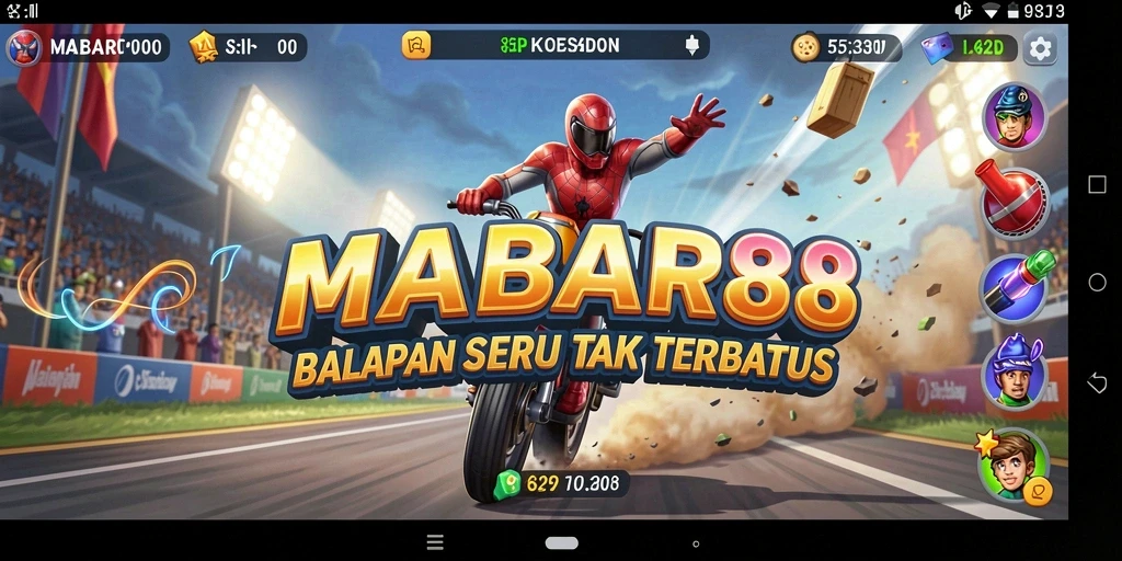 Tampilan balapan seru di MABAR88 dengan track menantang dan mobil cepat.