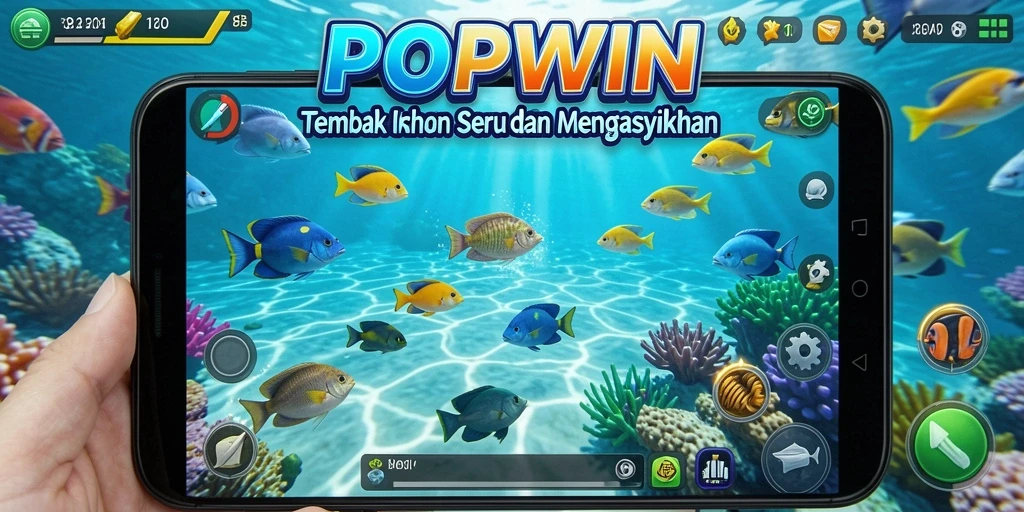 Screenshot gameplay Tembak Ikan POPWIN yang menampilkan aksi menembak ikan.