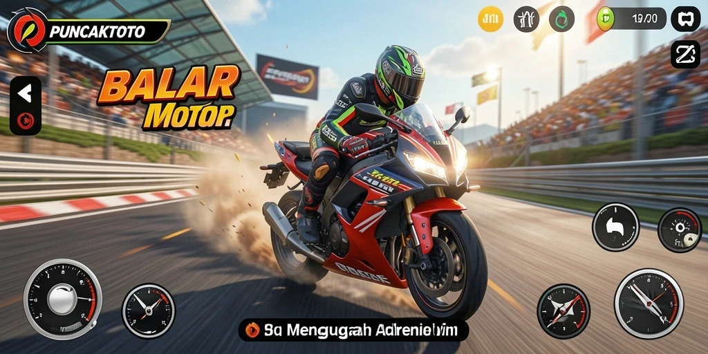 Screenshot PUNCAKTOTO menampilkan aksi balap motor yang seru.
