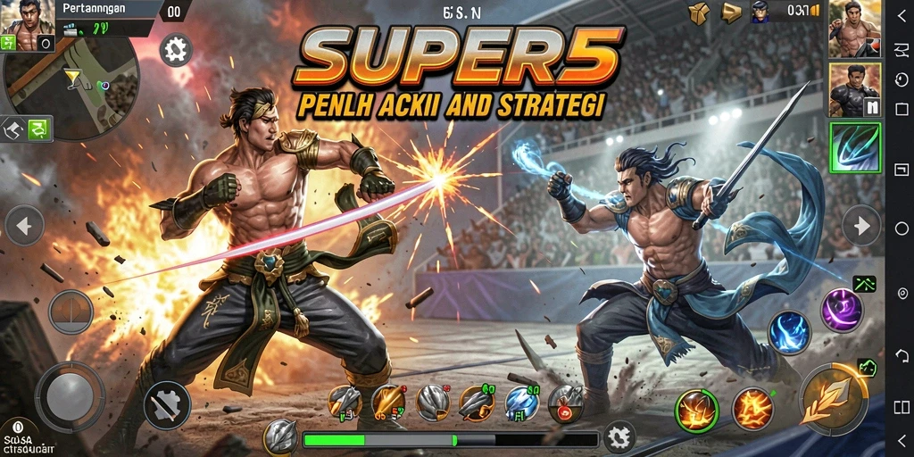 Tampilan gameplay SUPER5 yang penuh aksi dan pertarungan seru.