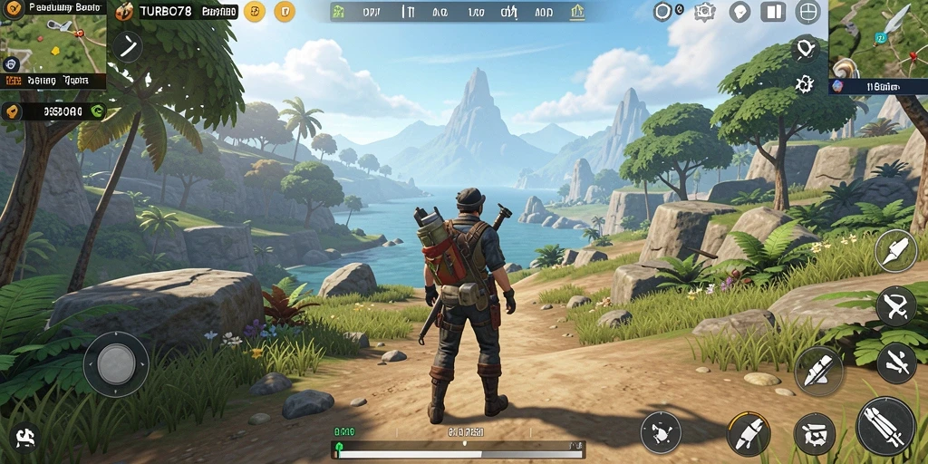 Gameplay TURBO78 menampilkan eksplorasi dunia terbuka yang kaya dan menakjubkan.