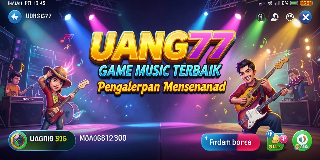 Screenshot gameplay UANG77 menampilkan pengguna menikmati musik.