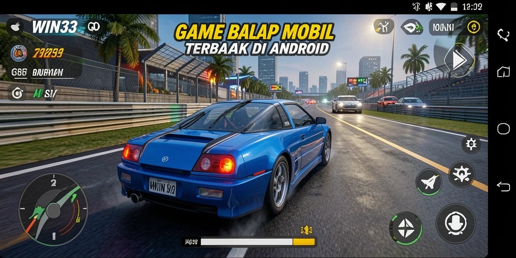 Tangkapan layar gameplay <strong>WIN33</strong> menampilkan aksi balap yang mendebarkan.